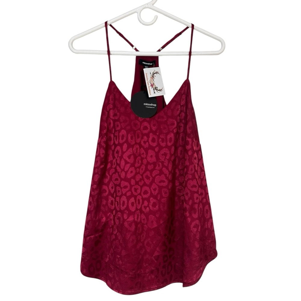 Mittoshop Burgundy V-neck Animal Print Cami